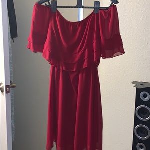 Red off the shoulder dress